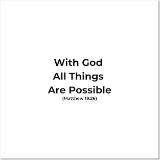 With God All Things Are Possible Bible Quote Posters and Art